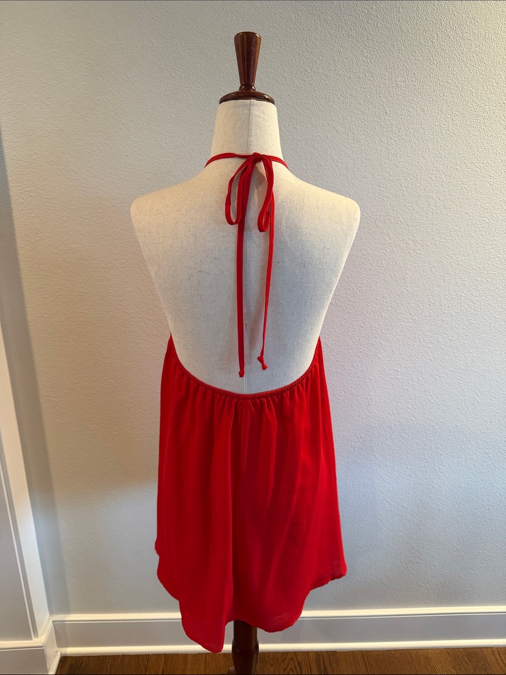 Red Halter Swing Dress View 3